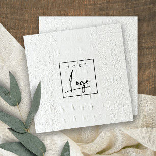 Elegant Classy Logo Ivory White Leather Texture Vierkante Visitekaartje