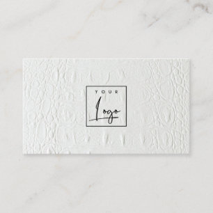 Elegant Classy Logo Ivory White Leather Texture Visitekaartje