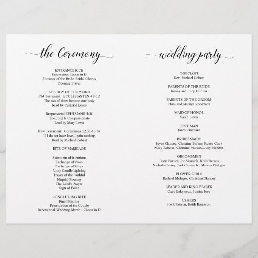 Élégant Classy Mariage Ceremony Programme pliable (Dos)