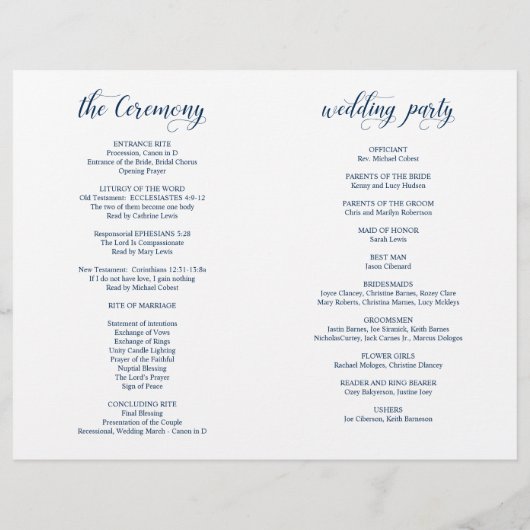 Élégant Classy Mariage Ceremony Programme pliable (Dos)