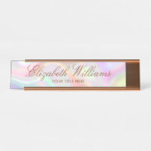 Elegant Classy Modern Holographic Pastels Custom Bureau Naambordje (Voorkant)