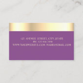 Elegant Classy Modern, Violet, Faux Gold Border Visitekaartje (Achterkant)