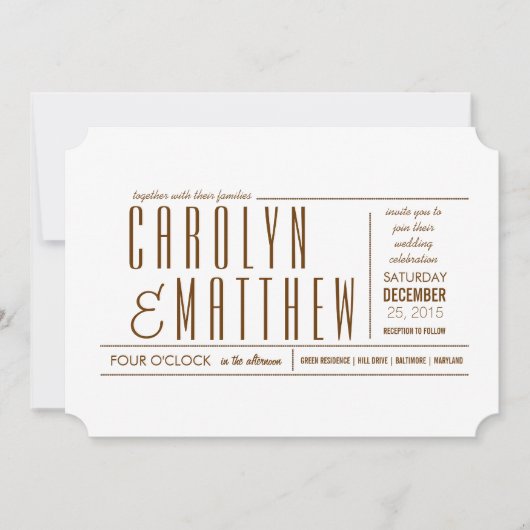 Elegant Classy Modern Wedding Ticket Uitnodiging (Voorkant)
