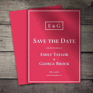 Elegant Classy Monogram Viva Magenta Chic Wedding Save The Date