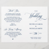 Elégant Classy Navy Blue, Programme de mariage pli (Devant)