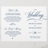 Elégant Classy Navy Blue, Programme de mariage pli (Devant)