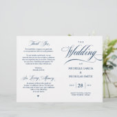 Elégant Classy Navy Blue, Programme de mariage pli (Debout devant)