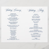 Elégant Classy Navy Blue, Programme de mariage pli (Dos)