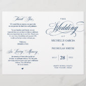 Elégant Classy Navy Blue, Programme de mariage pli (Devant)