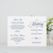 Elégant Classy Navy Blue, Programme de mariage pli (Debout devant)