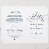 Elégant Classy Navy Blue, Programme de mariage pli (Devant / Derrière)