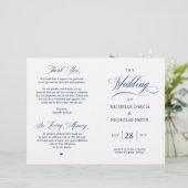 Elégant Classy Navy Blue, Programme de mariage pli (Debout devant)