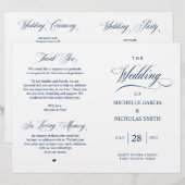 Elégant Classy Navy Blue, Programme de mariage pli (Devant / Derrière)