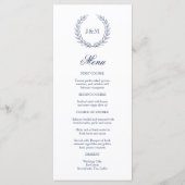 Elegant Classy Navy Blue Wedding Monogram Menu (Voorkant)