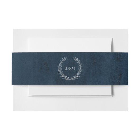 Elegant Classy Navy Waterverf Wedding Monogram Uitnodigingen Wikkel (Voorkant Voorbeeld)