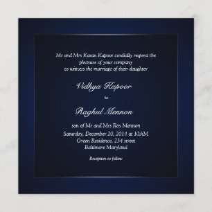 Elegant Classy Pattern Blue Wedding Uitnodiging