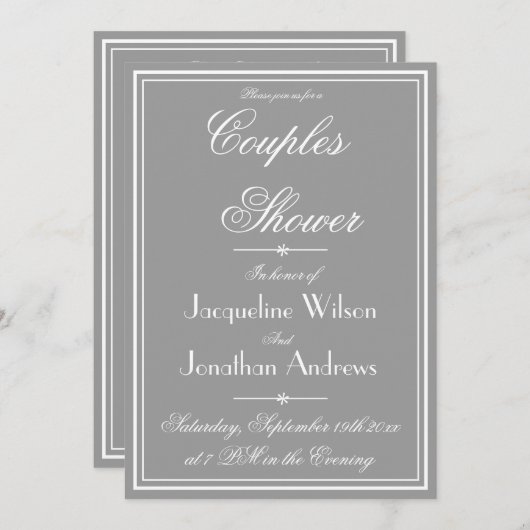 Elegant Classy Personalized Simple Couples Shower Kaart (Voorkant / Achterkant)