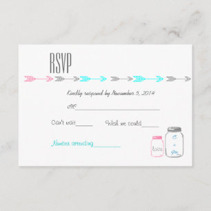 Elegant Classy Pink   Aqua   Grijze RSVP-kaart RSVP Kaartje