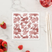 Elegant Classy Red Frans Toile Deer Pattern Servet (Insitu)