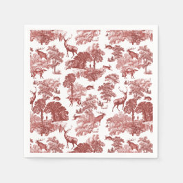 Elegant Classy Red Frans Toile Deer Pattern Servet