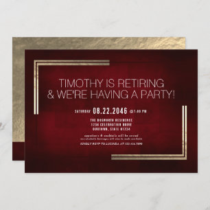 Elegant Classy Red/Gold Retirement Party Kaart