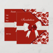 Elegant Classy Red White Floral uitnodigen Kaart (Voorkant / Achterkant)
