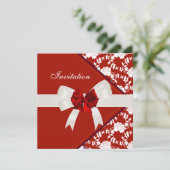 Elegant Classy Red White Floral uitnodigen Kaart (Staand voorkant)