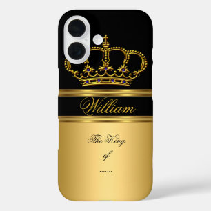 Elegant Classy Royal King Gold Black Crown 4b iPhone 16 Hoesje