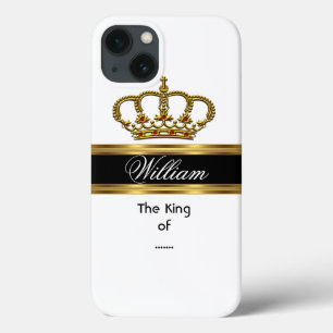 Elegant Classy Royal King Gold Black White Crown iPhone 13 Hoesje