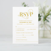 Elegant Classy, RSVP, Gold Font, reageren Informatiekaartje (Staand voorkant)