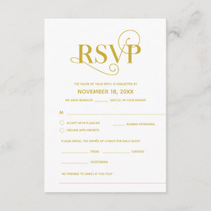 Elegant Classy, RSVP, Gold Font, reageren Informatiekaartje