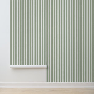 Elegant Classy Sage Groen Frans Ticking Strepen Behang