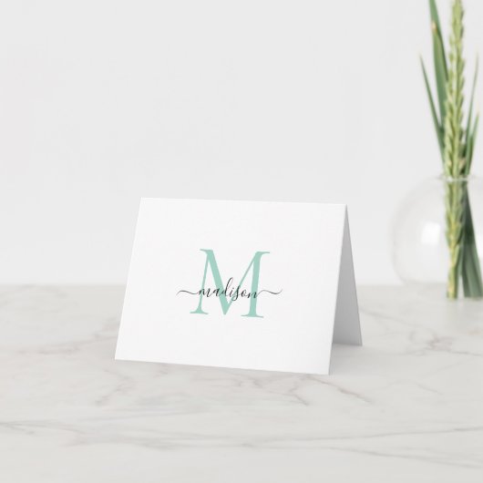 Élégant Classy Script de fille Monogramme Vert Tur (Devant)