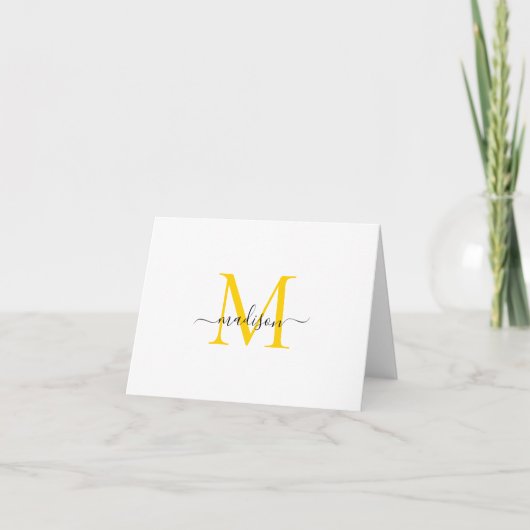 Élégant Classy Script Monogramme noir Jaune (Devant)