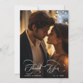 Elegant Classy Script Wedding 2 Foto Bedankkaart (Voorkant)
