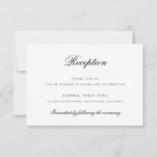 Elegant Classy Script Wedding Reception Card Kaart