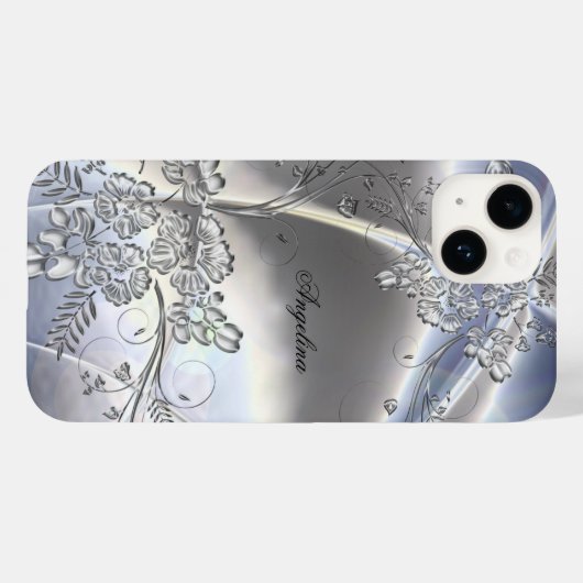 Elegant Classy Silver Metal Kijk uit Case-Mate iPhone Case (Achterkant (horizontaal))