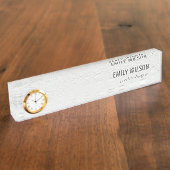 Elegant Classy Simple Ivory White Leather Texture Naambordje (Zijkant)