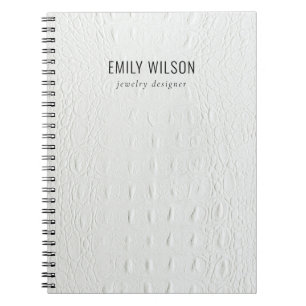 Elegant Classy Simple Ivory White Leather Texture Notitieboek