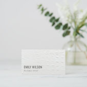 Elegant Classy Simple Ivory White Leather Texture Visitekaartje (Staand voorkant)