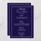 Elegant Classy Simple Navy Blue Wedding Menu (Voorkant / Achterkant)
