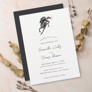 Elegant Classy Waterverf Horse Equestrian Wedding Kaart