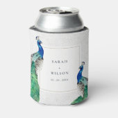 Elegant Classy  Waterverf Peacock Wedding Blikjeskoeler (Blikje Achterkant)