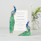 Elegant Classy  Waterverf Peacock Wedding Kaart (Staand voorkant)