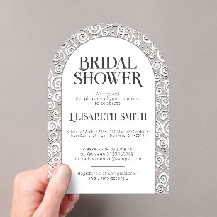 Elegant Classy White Flourish Winter Vrijgezellenf Acryl Uitnodigingen