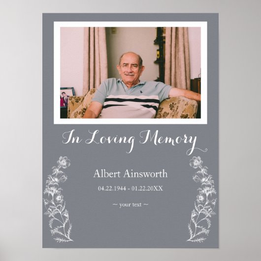 Elegant Classy White Flowers in Loving Memory Poster (Voorkant)