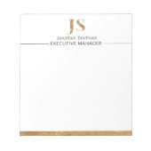 Elegant Classy White & Gold-gepersonaliseerd monog Notitieblok (Voorkant)