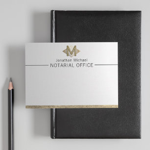 Elegant Classy White & Gold-gepersonaliseerd monog Notitiekaartje