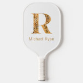 Elegant Classy White & Gold-gepersonaliseerd monog Pickleball Paddle (Voorkant)