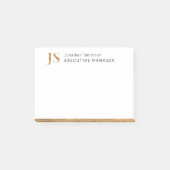 Elegant Classy White & Gold-gepersonaliseerd monog Post-it® Notes (Voorkant)